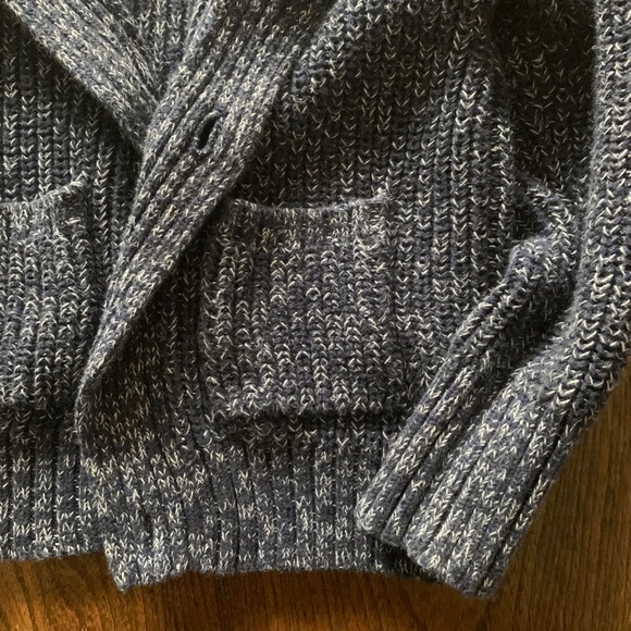 Chunky knit cardigan, navy shawl collar sweater - Picture 4 of 5